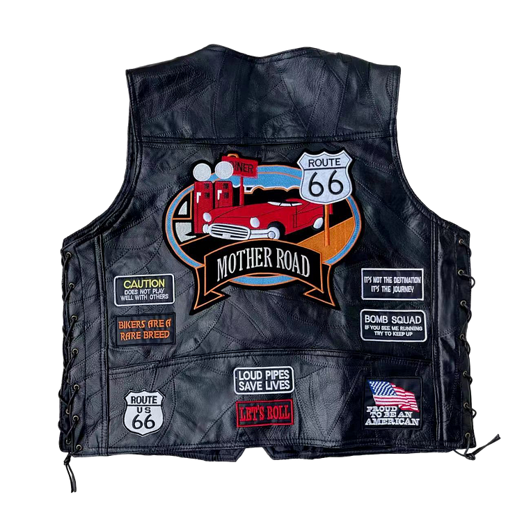 Mother Road Super Cool Embroidered Badge Biker Riding Vest