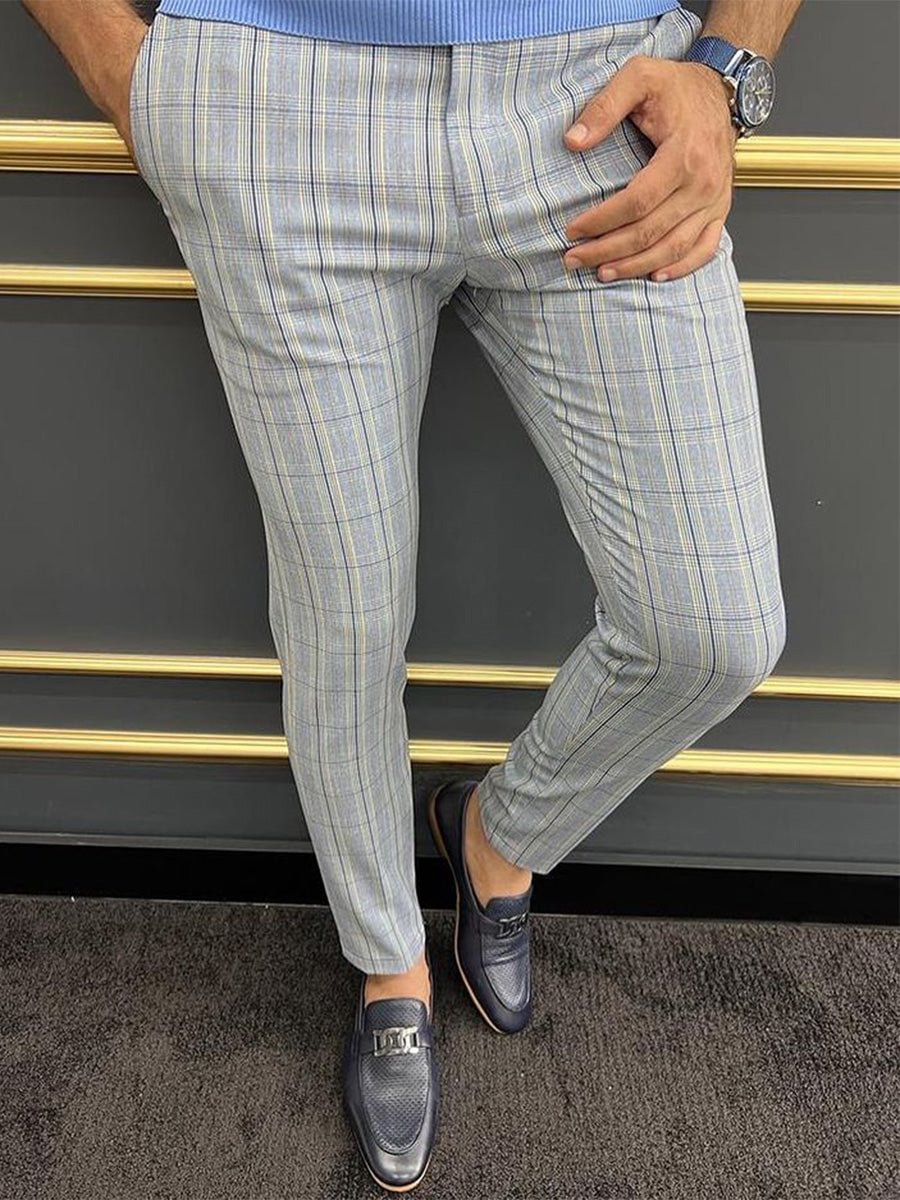 Men's Fashion Plaid Printed Suit Pants