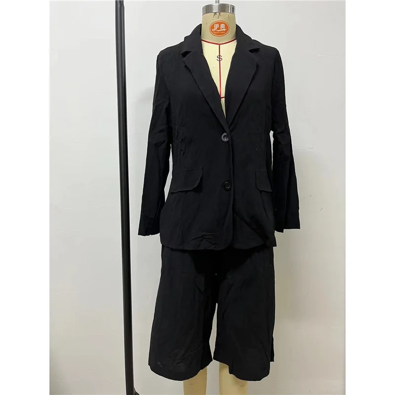 Athvotar Athvotar Spring And Autumn Cotton Mah-Size Casual Long-Sleeved Five-Sleeve Shorts Suit Two Sets