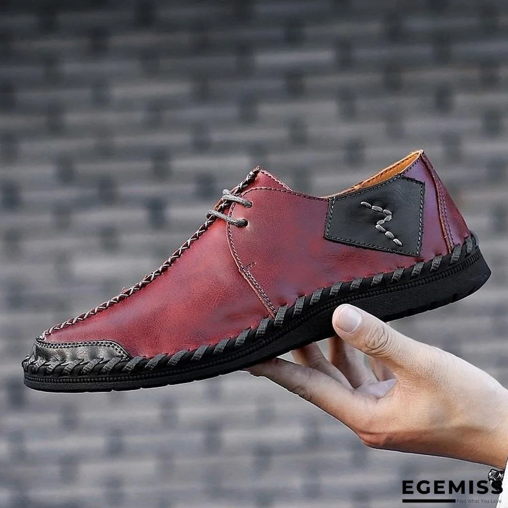 Men Casual Cow Leather Light Comfortable Split Leather Flats Shoes | EGEMISS