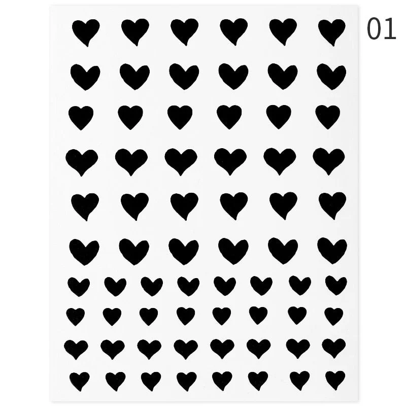 1Pc Black White French 3D Nail Sticker Hollow Painting Nail Trasnfer Sliders Manicure Butterfly Star Heart Pattern Nail Decor-Nail Inspo