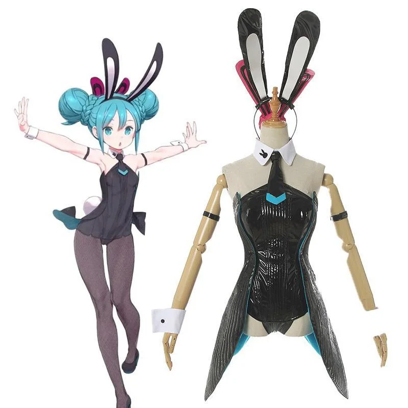 Vocaloid Miku Miku Bunny Girl Cosplay Sexy Jumpsuit V Hatsune Miku Women Black Rompers Suit Cosplay Costume