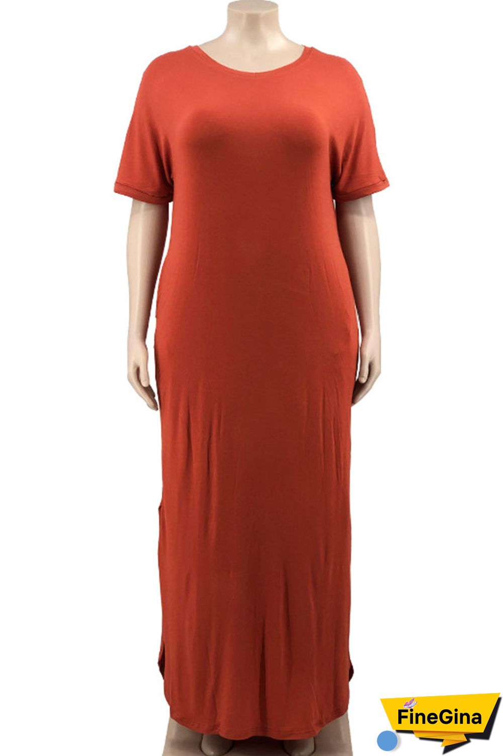 Yellow Casual Solid Patchwork Slit V Neck Straight Plus Size Dresses