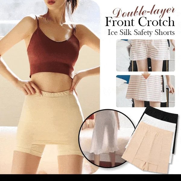 Double-layer Front CrotchIce Silk Safety Shorts