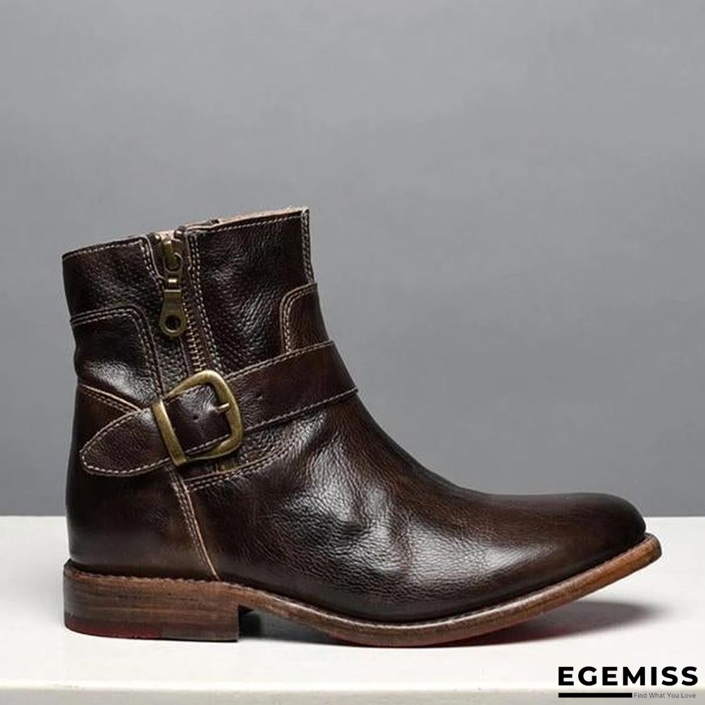 Fashion Zipper Low Heel Martin Boots | EGEMISS