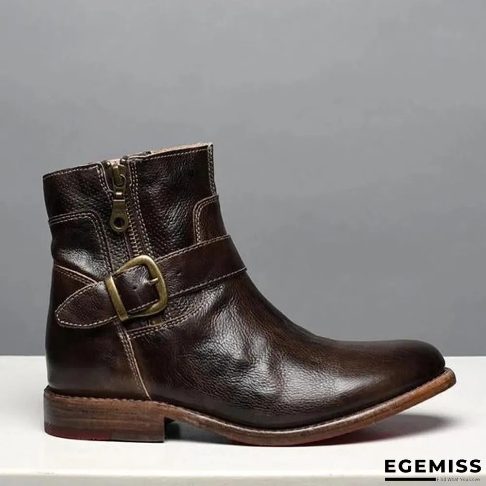 Fashion Zipper Low Heel Martin Boots | EGEMISS
