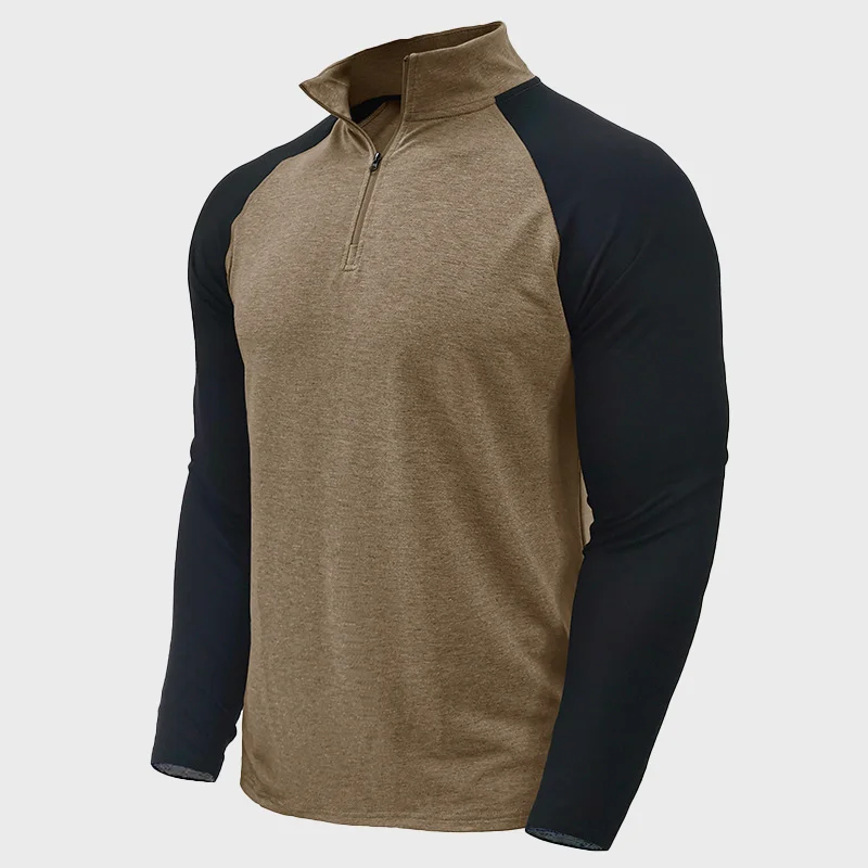 Men's Long Sleeve Zipper Stand Collar T-Shirt