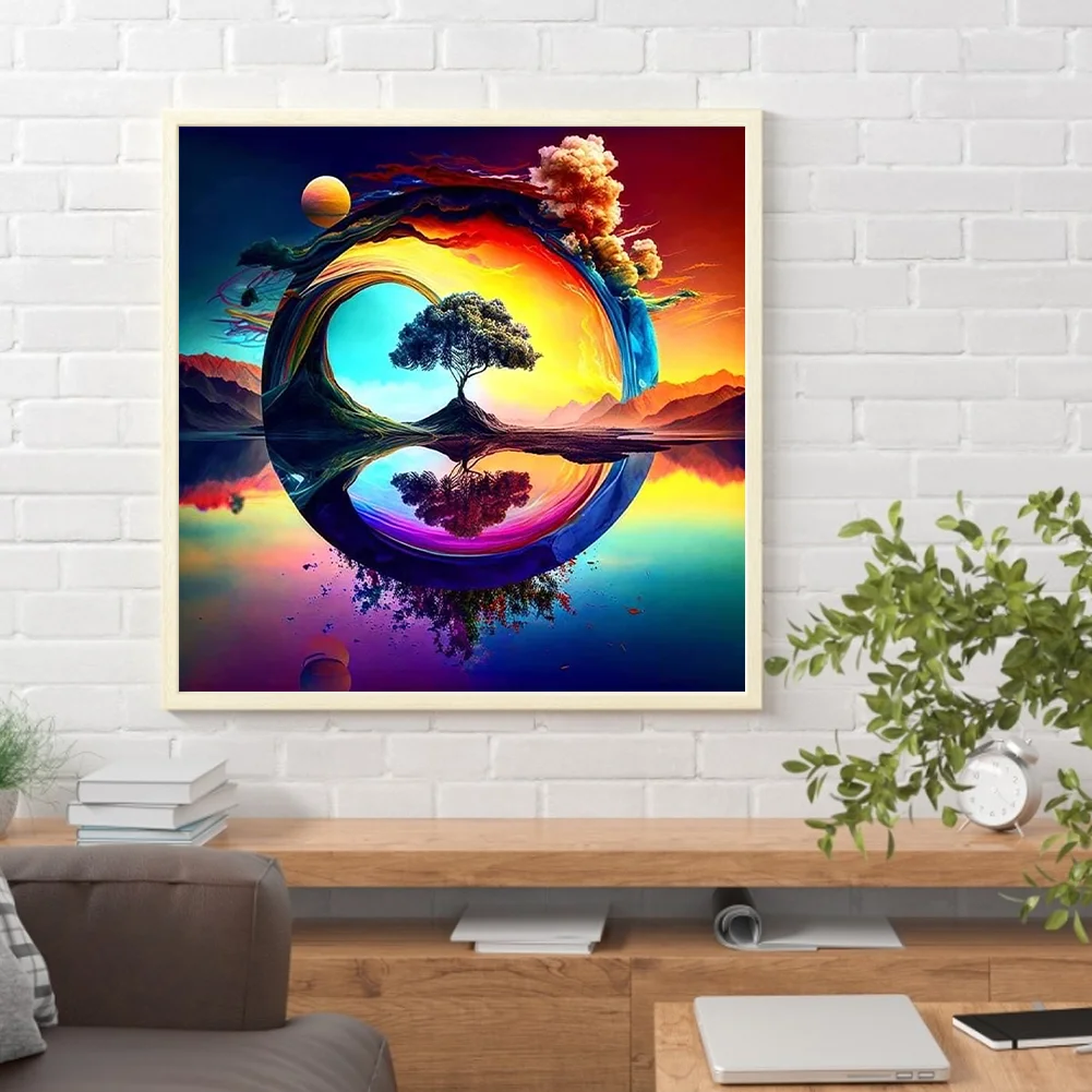 Diamond Painting - Full Round Drill - Rainbow Tree(30*30cm)