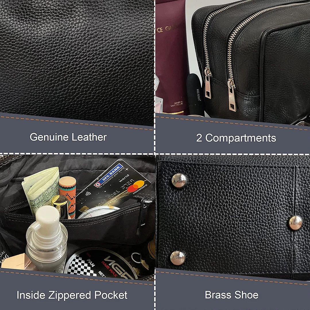 Genuine Leather Travel Toiletry Bag