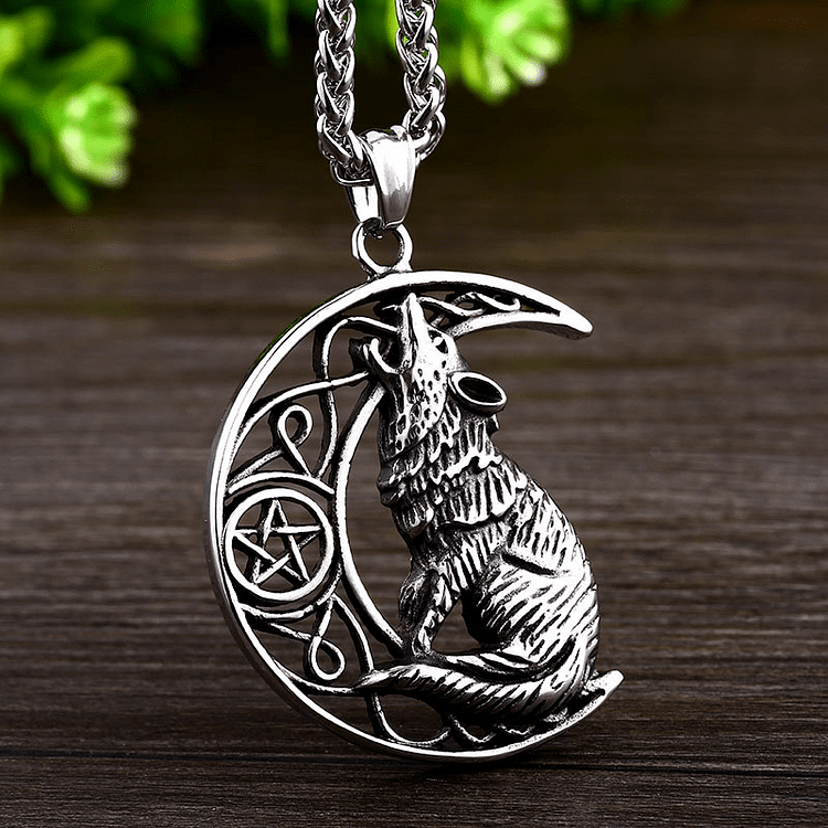 Coutureaura Wolf Head Half Moon Necklace
