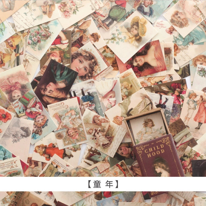 Retro Style Mini Cards Creative Handbook Decorative Ornaments Series 100 Vintage Themed Cards 10 Styles Included