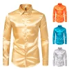 Men's Satin Nightclub Lined Long Sleeve Shirt Performance Shirt