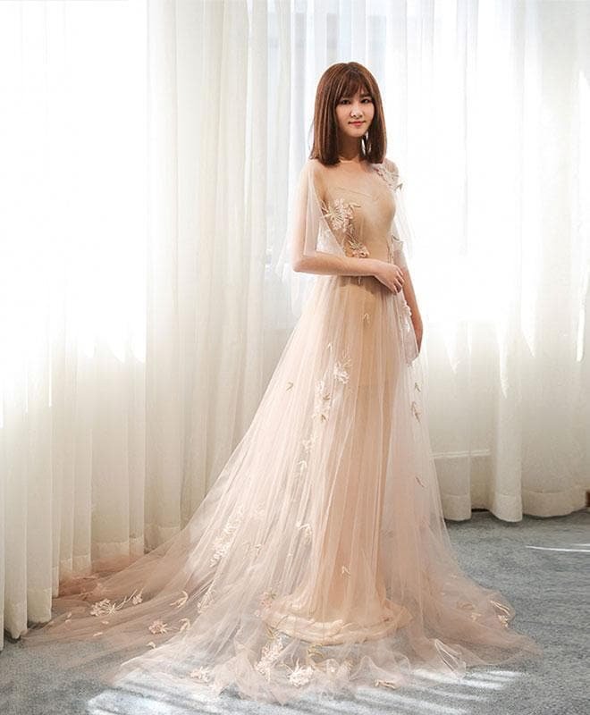 Stylish Tulle Lace Long Prom Dress, Evening Dress