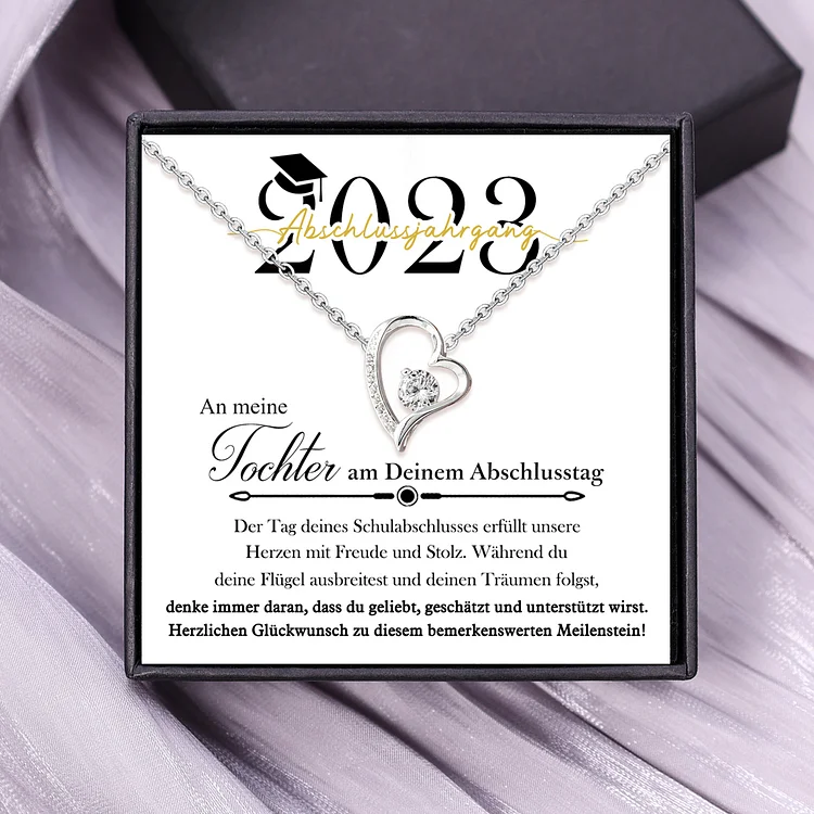 Kettenmachen 925 Sterling Silber Herz Halskette - An Meine Tochter 2023 Abschlussjahrgang-Geschenk mit Nachrichtenkarte 