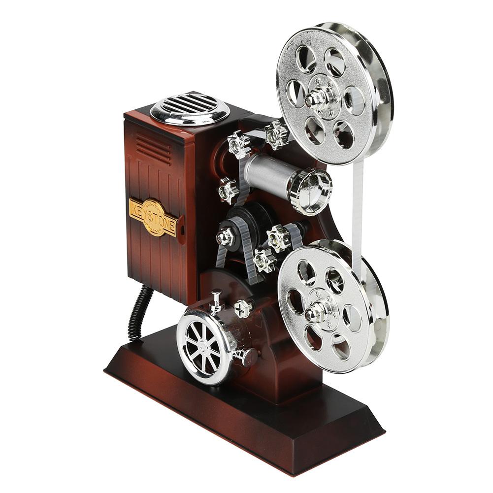 

Retro Wood Metal Projector Model Music Box Antique Musical Jewelry Box Gift, 501 Original