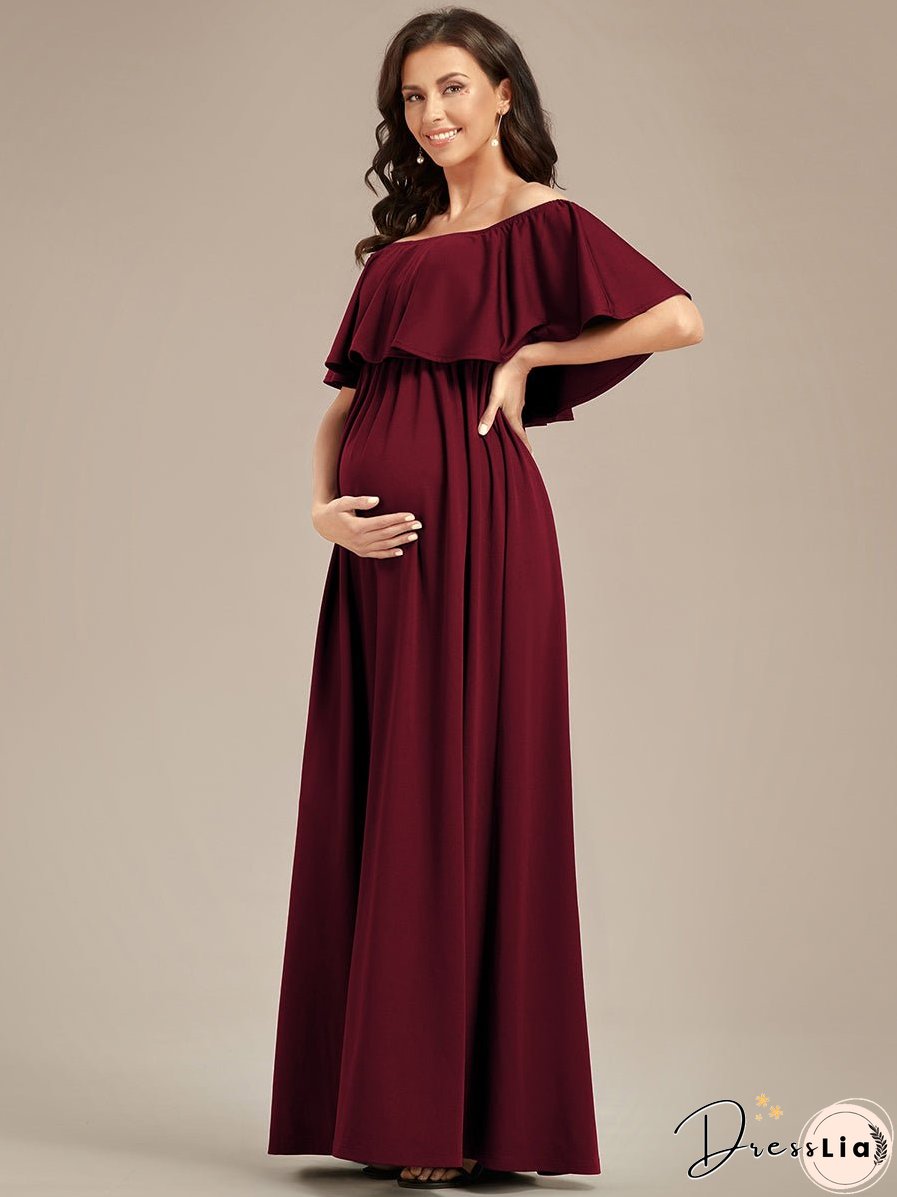 Off Shoulder Pleated A Line Wholesale Maternity Dresses