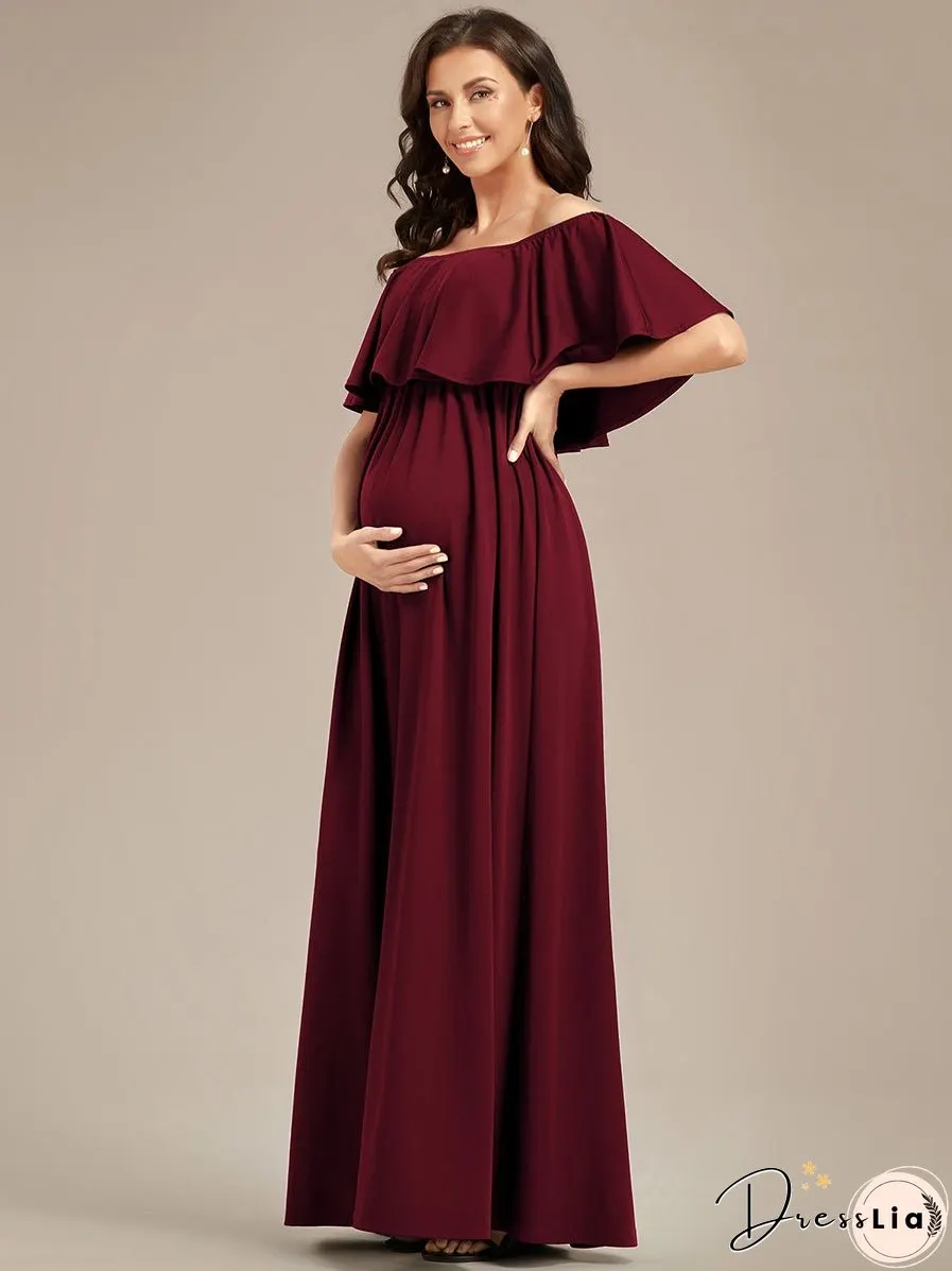 Off Shoulder Pleated A Line Wholesale Maternity Dresses
