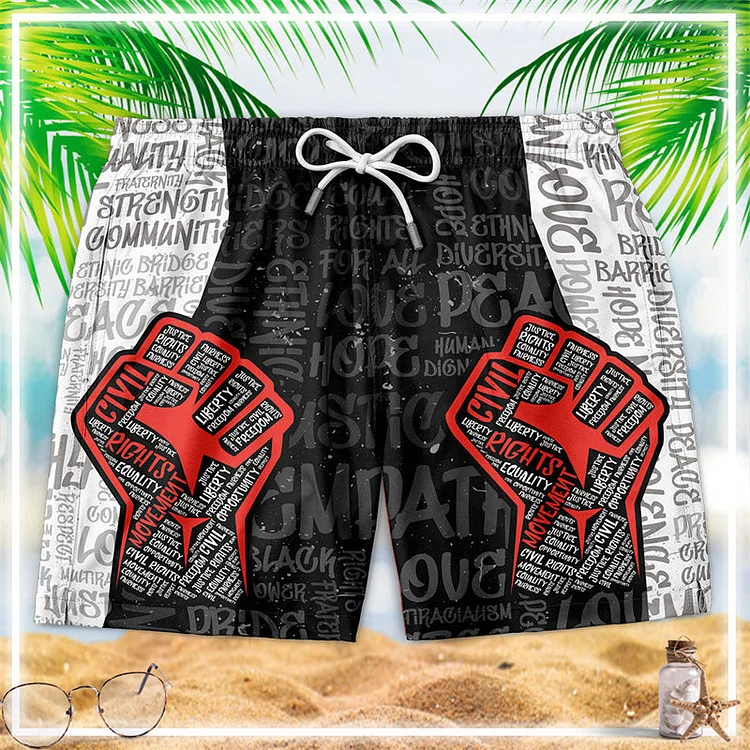 Civil Rights Movement Justice Fist Summer Beach Shorts