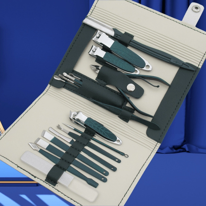 Spot Black 16-piece Set Nail Clippers Nail Clippers Manicure Tools Folding Bag Nail Clippers Set