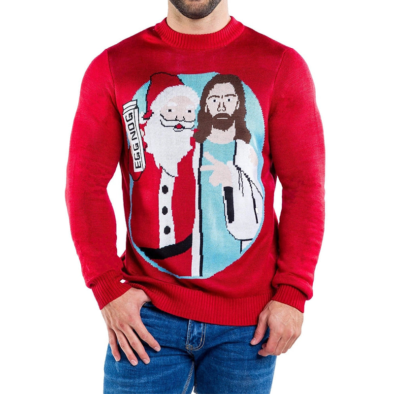 Men's Santa & Jesus Christmas Ugly Sweatshirt、、URBENIE