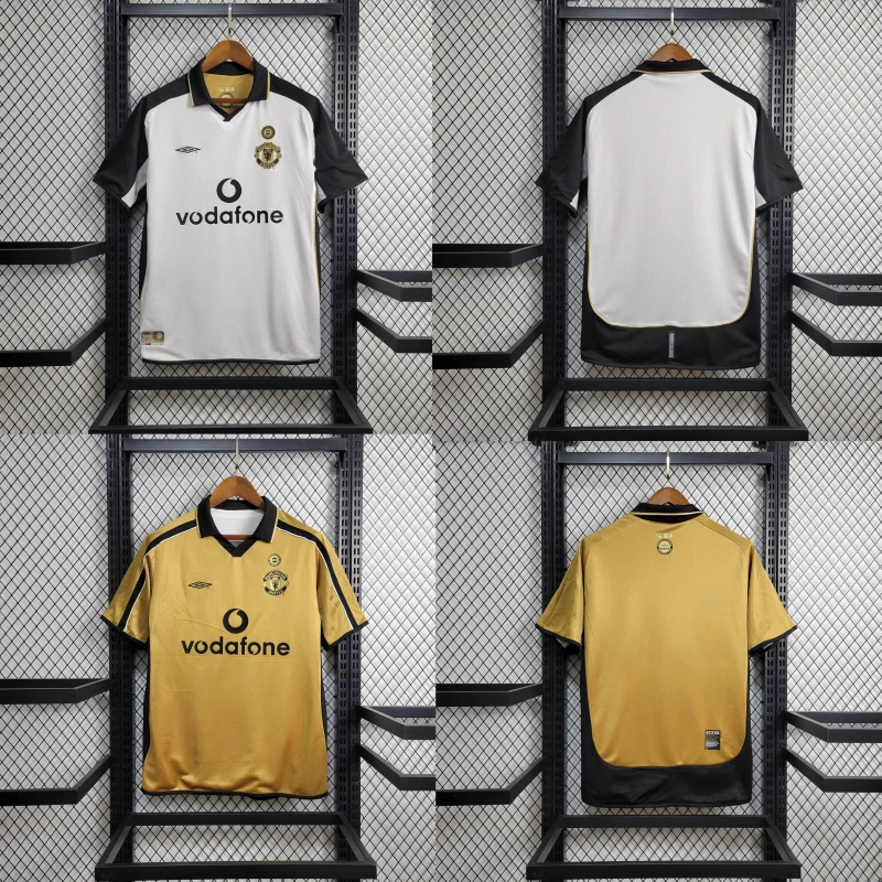 Manchester United Retro 01-02 100th Anniversary Special Edition Jersey - White & Gold