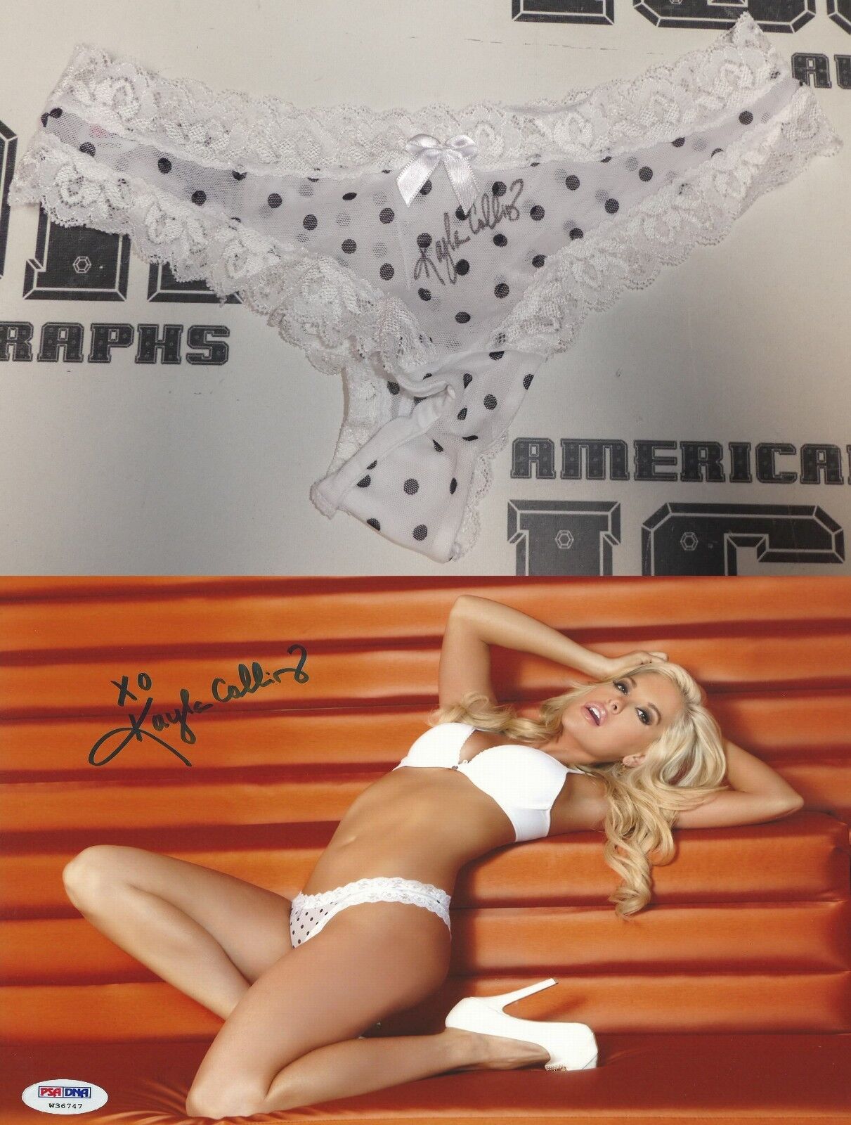 Kayla Collins Signed Signed Lingerie & 8x10 Photo Poster painting PSA/DNA COA Playboy Playmate 1