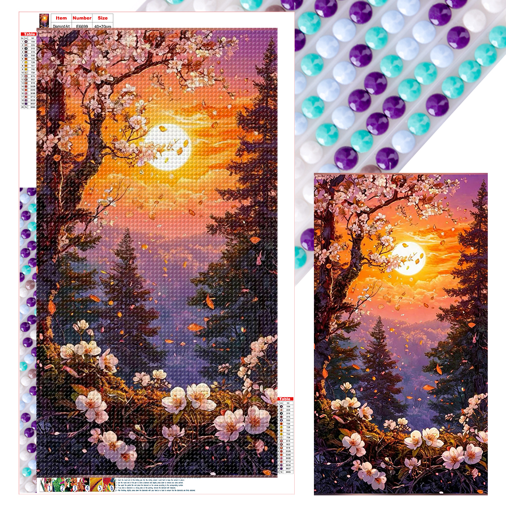 Sunset Mountain Scenery 40*70cm(canvas) full round drill diamond painting