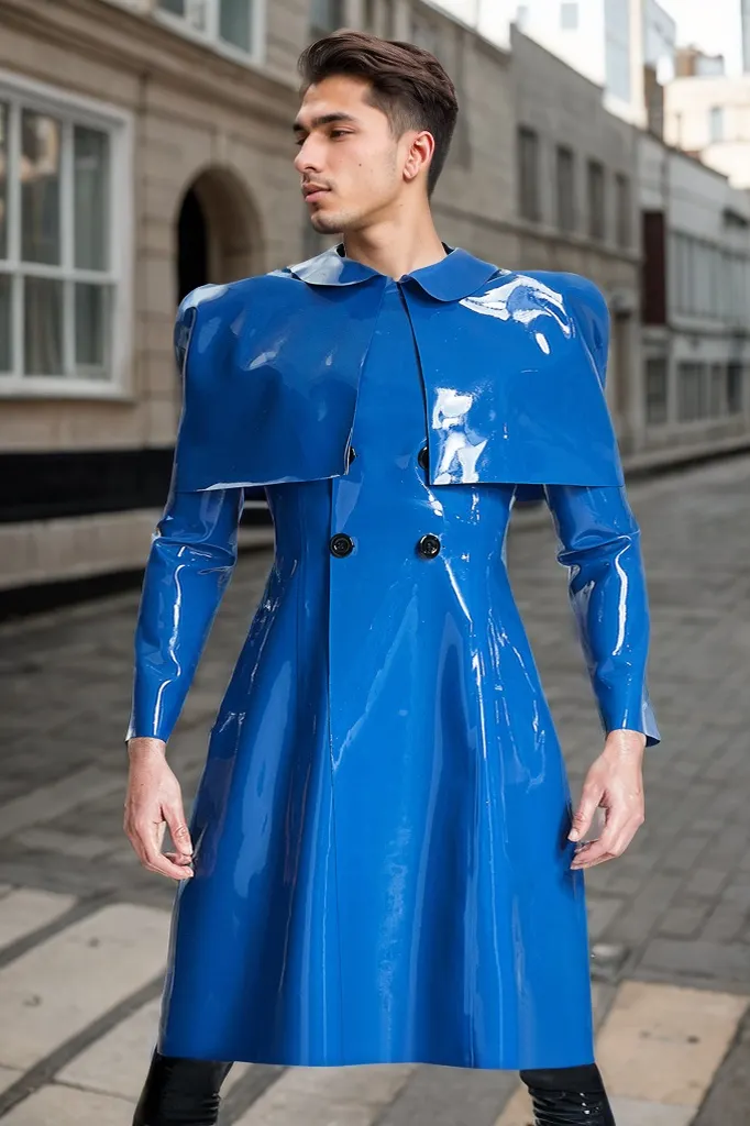 Men's Latex Coats Male Sherlock Half  Caped Raincoat Fantasy Cosplay Costume