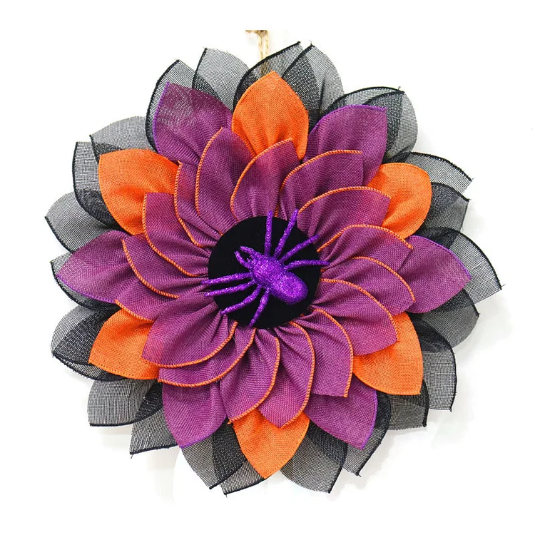 Halloween Purple Sunflower Spider Wreath | AvasHome