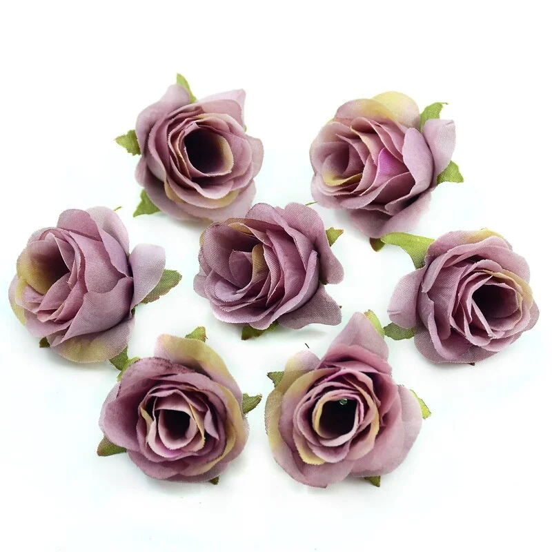 10pcs/lot 3.5cm Silk Artificial Rose Flower Head Scrapbooking Ball For Wedding Decoration Scrapbooking Wreath Home Accessories