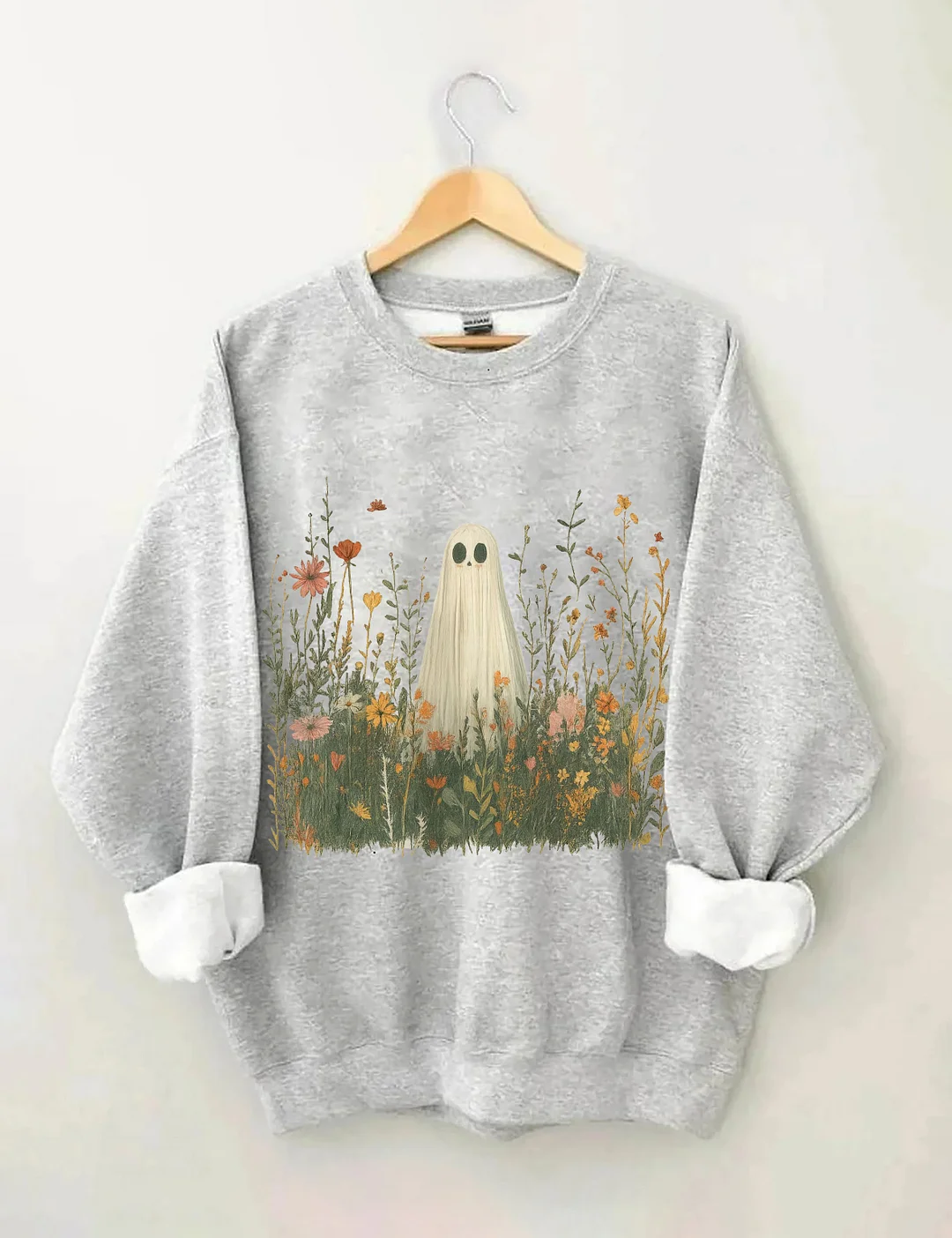 Retro Ghost In Wildflowers Sweatshirt