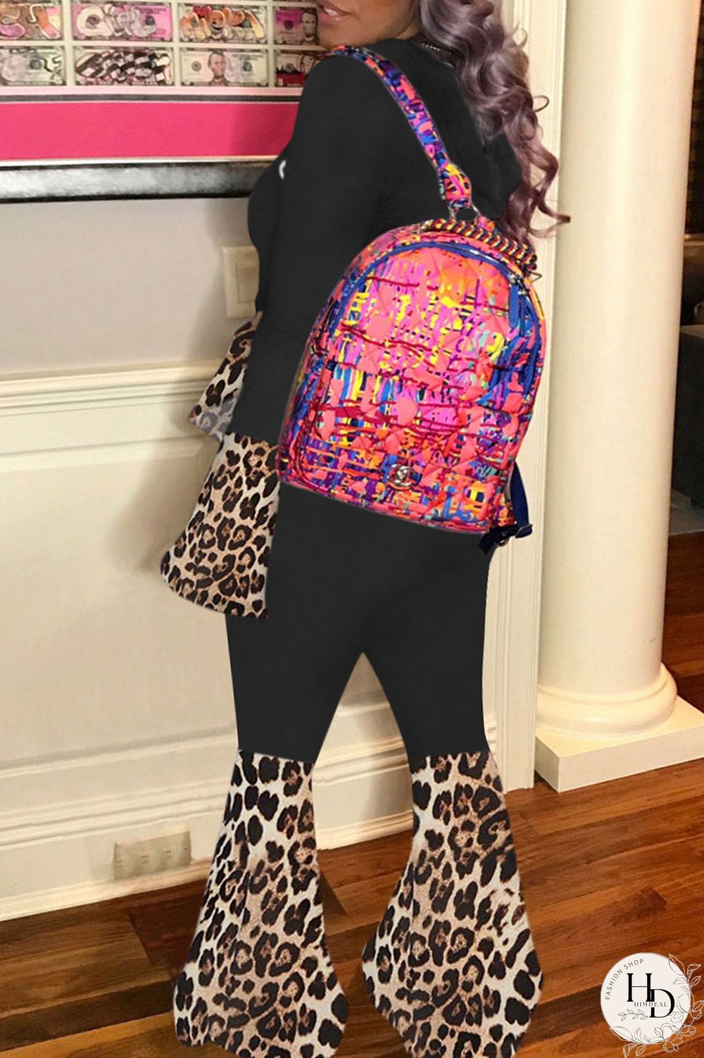 Yellow Street Print Split Joint Hooded Collar Long Sleeve Two Pieces