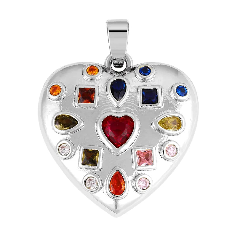 1 Piece 18.5*13.3MM Copper Zircon Geometric Heart Shape Flower Polished Pendant Jewelry Accessories