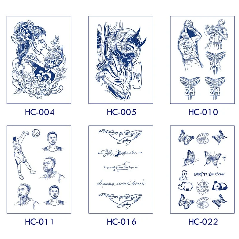 Basketball Anime Flower Butterfly Text Art Festival Cute Cool Waterproof Full Body Arm Men and Women Natural Temporary Tattoos