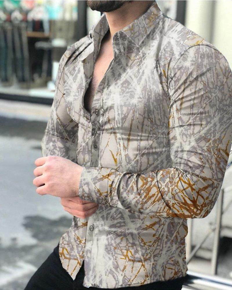 Men's Casual Printed Long-Sleeved Shirt03
