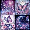(4er Pack) Lila Schmetterling - speziell geformtes Diamond Painting - 30*30cm