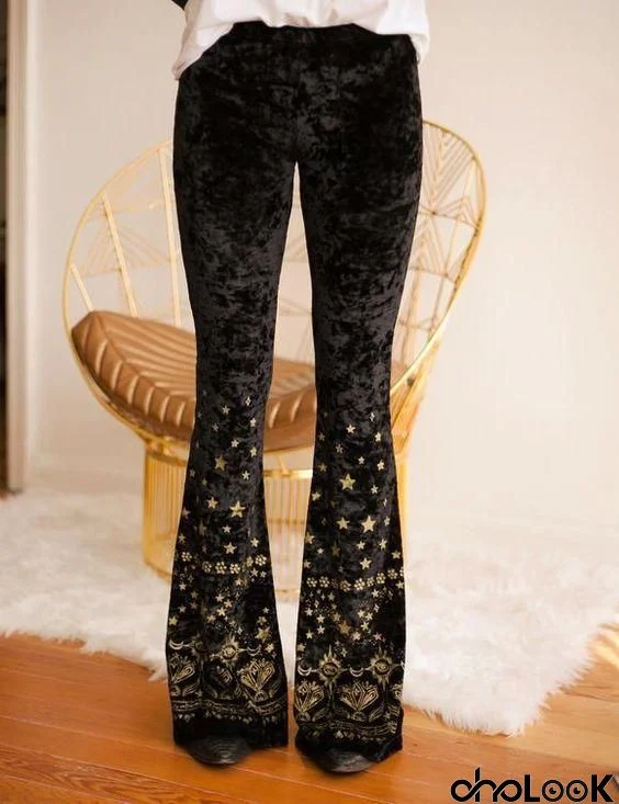 Slim star printed flared pants
