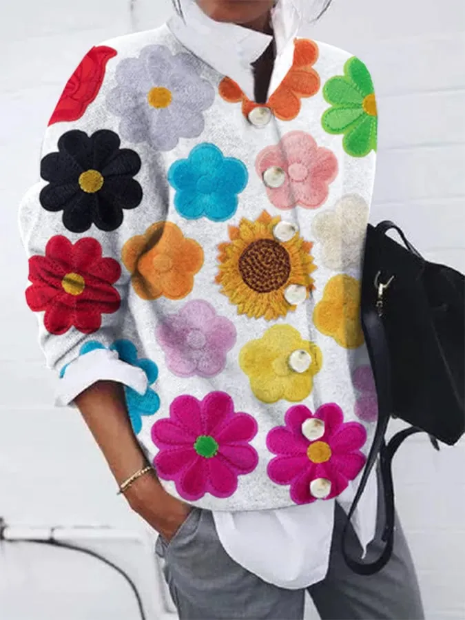 Women's Stylish Vintage Button Plush Cardigan