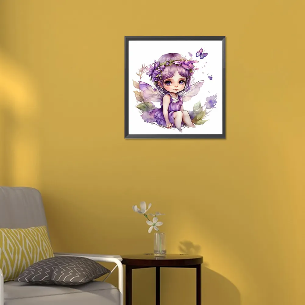 Full Round Diamond Painting 30*30cm - Purple Fairy