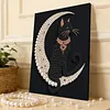 (30x40cm)DIY Pearl Painting Framed Moon Black Cat Handmade Pearl Material Art Kit Living Room Decor