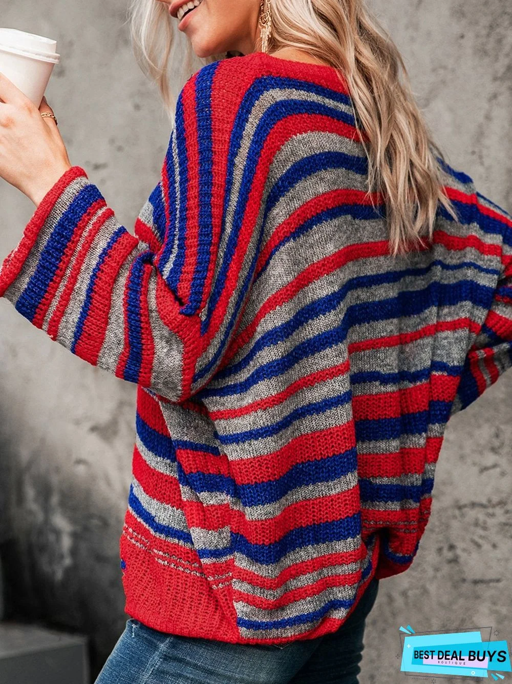 Basic Striped Scoop Neckline Sweater