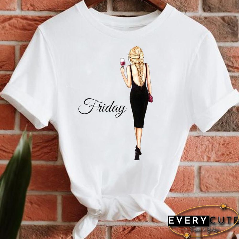 Women Lady Short Sleeve T-Shirts Print Tee Fashion Summer Clothes Female Style New 90S Trend Tshirt Top Graphic T-Shirt