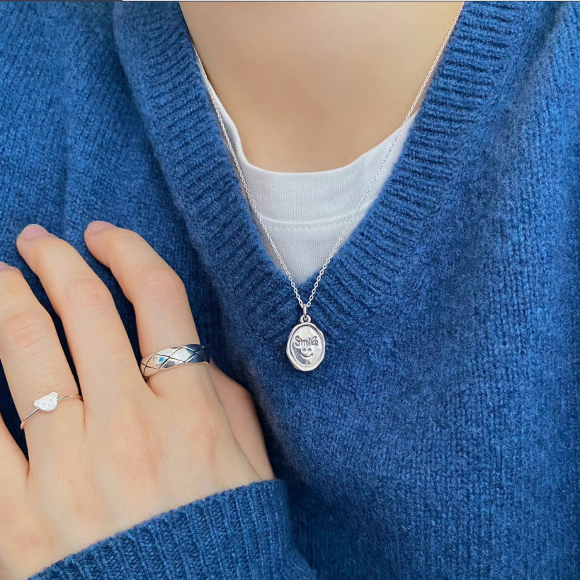 925 Sterling Silver Minimalist Smile Silver Necklaces