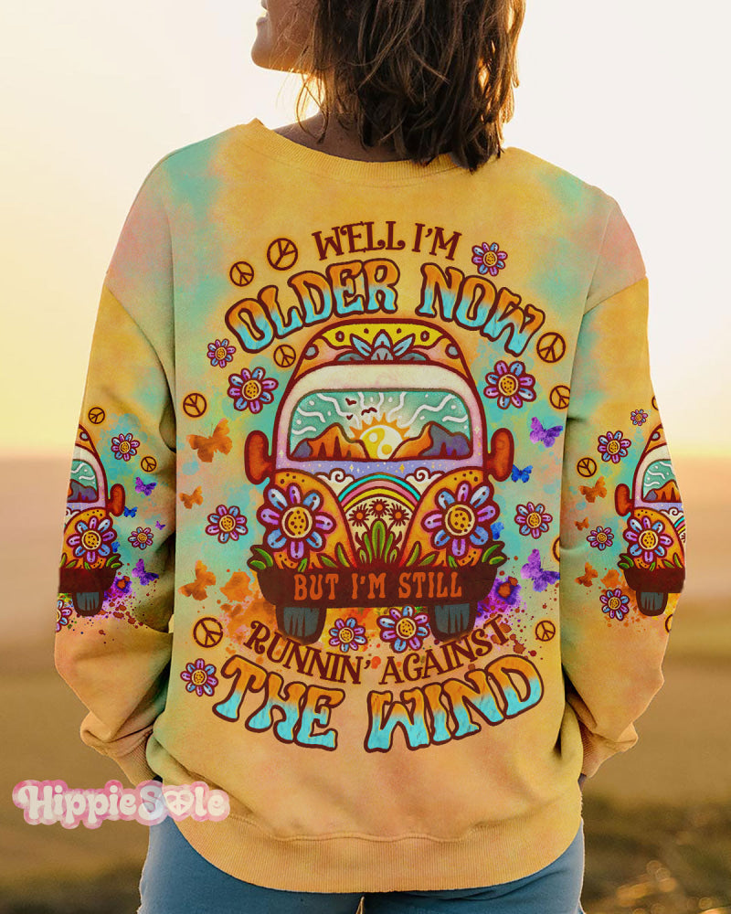 Ranning Against The Wind Hippie Sweatshirt Sweatshirt / S All Over Prints