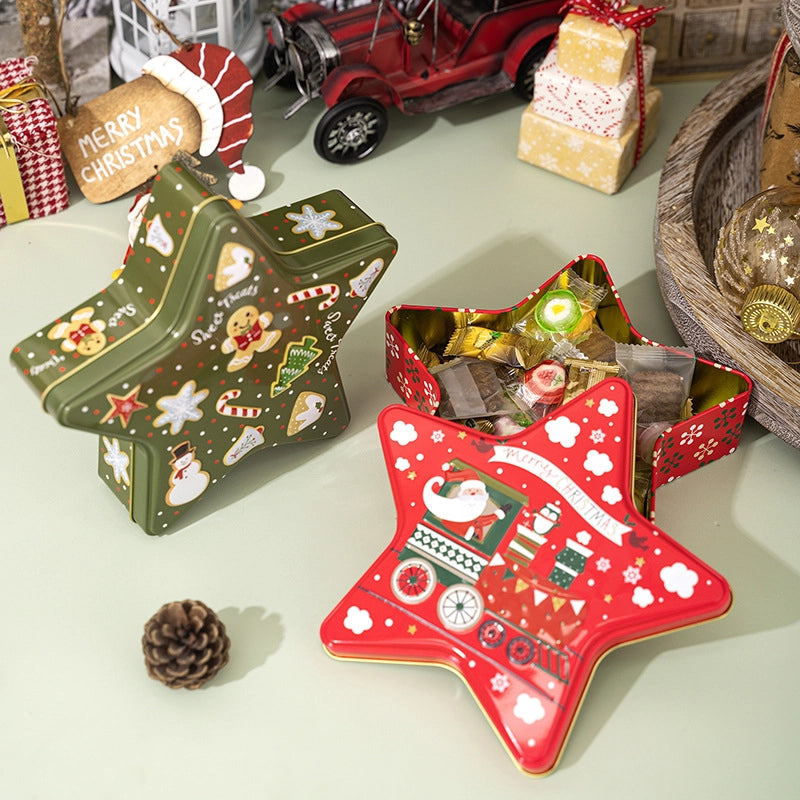 Christmas Cute Pentagram Tinplate Holiday Family Gathering Party Gift Wrapping Supplies Gift Wrapping Supplies