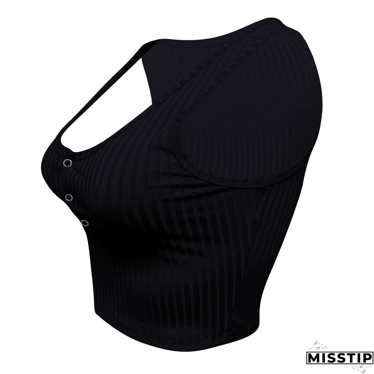 Women's Summer Casual Ribbed Tops Sexy Solid Color  Buttoned Vest