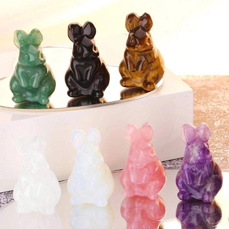 5 Pieces Minimalist Rabbit Crystal Ornaments Artificial Decorations