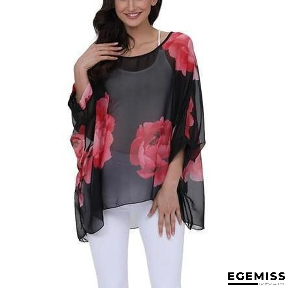 6XL Plus Size Women Batwing Sleeve Casual Chiffon Tops Blouses | EGEMISS