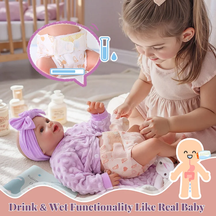 [Drink and Wet System]Babeside Smiling Sunny 17" Reborn Vinyl Baby Little Infant Girl Comfort In Companionship