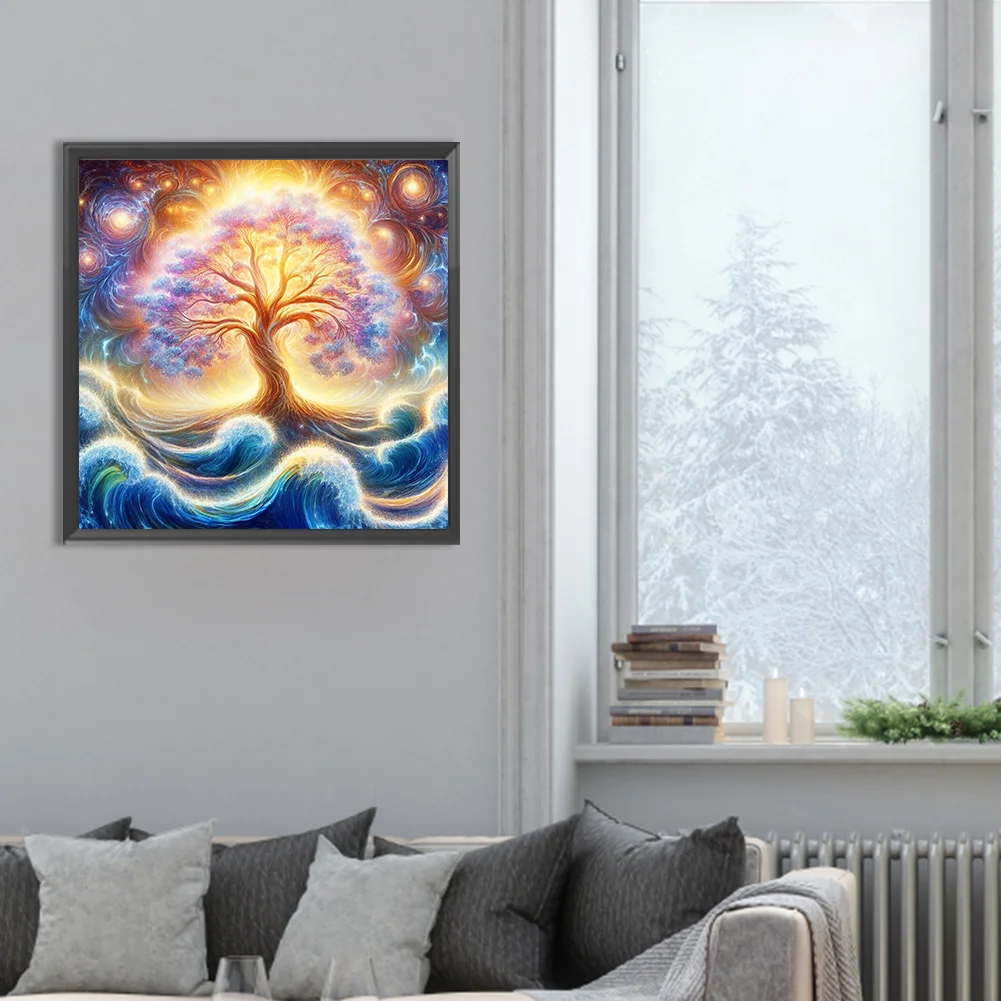 Diamond Painting - Full Round Drill - Universe Galaxy Tree(Canvas|30*30cm)
